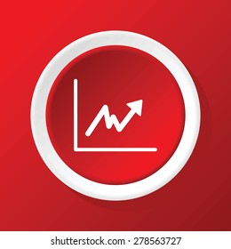 Round white icon with image of rising graph, on red background