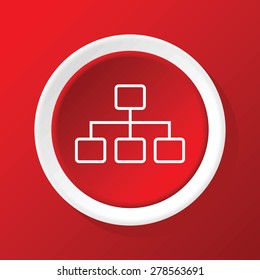 Round white icon with image of scheme, on red background