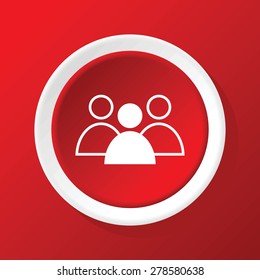 Round white icon with image of three user pictures, on red background