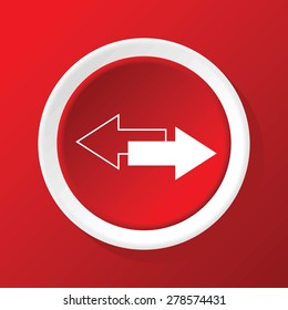 Round white icon with image of two straight opposite arrows, on red background