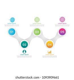 Round white infographic elements with various icons suitable for infographics, web layout, presentations, brochures, etc.