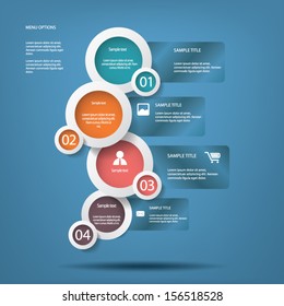 Round white infographic elements with various icons suitable for infographics, web layout, presentations, etc.
