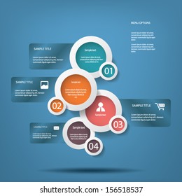 Round white infographic elements with various icons suitable for infographics, web layout, presentations, etc.
