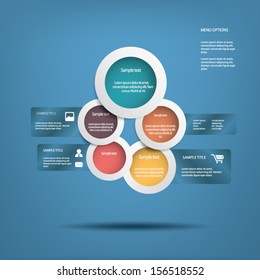 Round white infographic elements with various icons suitable for infographics, web layout, presentations, etc.