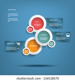 Round white infographic elements with various icons suitable for infographics, web layout, presentations, etc.