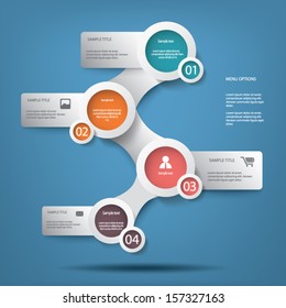 Round white infographic elements with various icons suitable for infographics, web layout, presentations, brochures, etc.