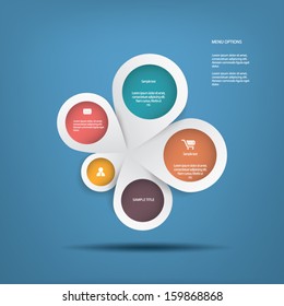Round white infographics connected in middle suitable for business infographics, website development, business presentations, etc. eps10 vector