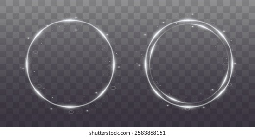 Round white line light effect. Glowing Kirkle with neon effect. Magic portal. PNG.EPS 10.Vector.