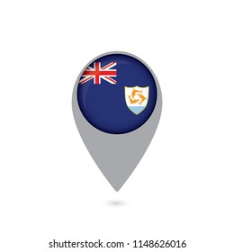 Round white pin with flag of anguilla isolated 