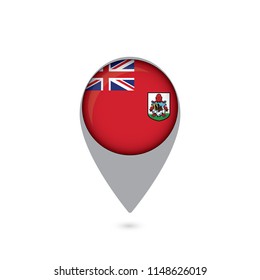 Round white pin with flag of bermuda isolated