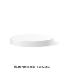 Round white podium with shadow. Vector illustration isolated on a white background, template for your graphic design