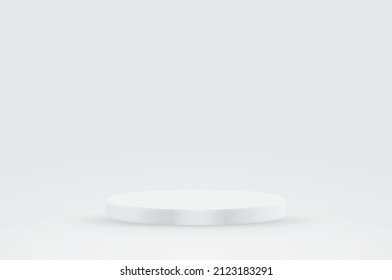 Round white stage podium illuminated with light. Vector for product presentation