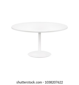 Round White Table Isolated Vector Illustration 