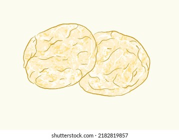 Round white Taiwanese moon cake in flat vector illustration