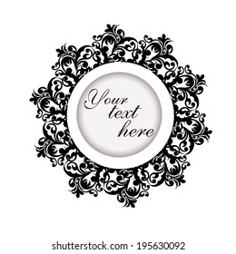 round white vintage frame on dark background. Vector 