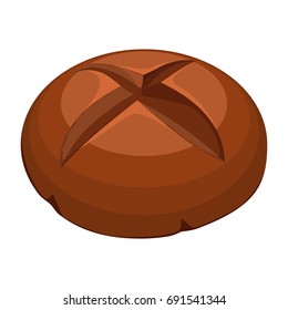 Round whole wheat bread realistic style illustration on white