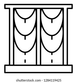 Round window curtain icon. Outline round window curtain vector icon for web design isolated on white background