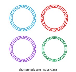 Round window frame in Chinese style, vector