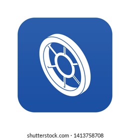Round window frame icon blue vector isolated on white background