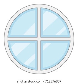 Round window frame icon. Cartoon illustration of round window frame vector icon for web