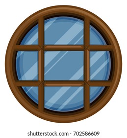 Round window with glass illustration