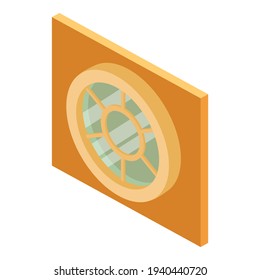Round window icon. Isometric illustration of round window vector icon for web