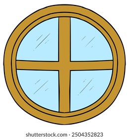 round window illustration hand drawn isolated vector