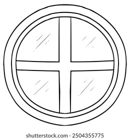 round window illustration hand drawn outline vector