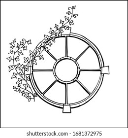  Round window ivy branch graphic  