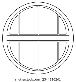 Esquema de la ventana redonda para la casa aislada en fondo blanco. Vector clipart.