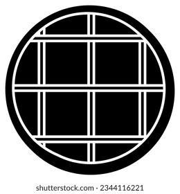 Round window silhouette for house isolated on white background. Vector clipart.
