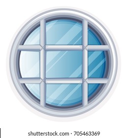 Ventana redonda con ilustración de marco blanco