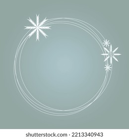 Round winter frame with snowflakes. Christmas and New Year.
