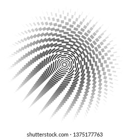 Round wireframe a grid of lines and stripes on a white background Polygon circle pattern design element Abstract graphic round grid of radial lines Modern cyber technology geometric background Vector