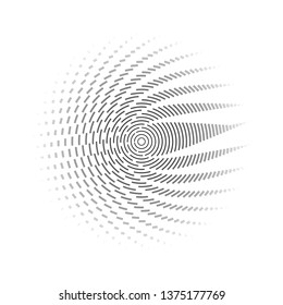 Round wireframe a grid of lines and stripes on a white background Polygon circle pattern design element Abstract graphic round grid of radial lines Modern cyber technology geometric background Vector