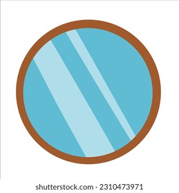 Espejo redondo de madera. ilustración vectorial en un fondo blanco