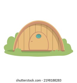 Round wood house icon cartoon vector. Camping tent. Nature luxury