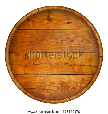 Round wooden barrel. Vector background.