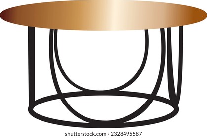 Round wooden retro table. Dining table isolated on white background. Clipping path included. 3D render. 3D illustration.