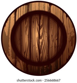 Round Wooden Shield, Vector Illustration isolated on White Background.
