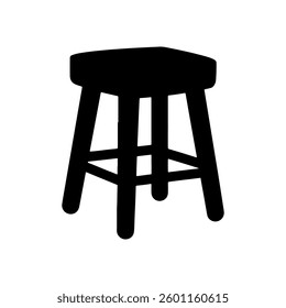 Round wooden stool silhouette icon vector flat design.