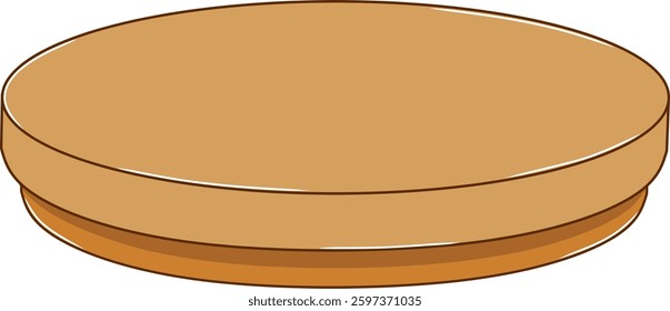Round Wooden Table. Flat and Simple Style.