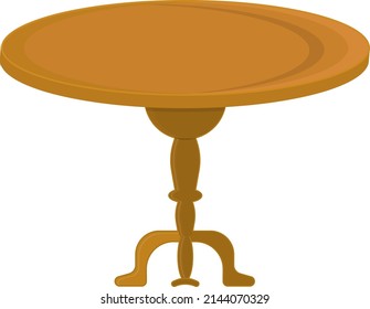 Round wooden table, illustration, vector on a white background.
