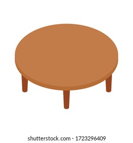 Round wooden table isolated on white background. Kitchen furniture. Small kitchen table. Vector illustration. EPS 10.