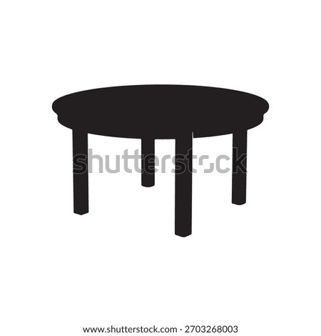Round wooden table silhouette vector flat illustration design on white background