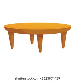 Round wooden table standing on four legs isolated on white background