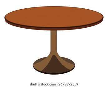 Ilustración vectorial de mesa redonda de madera con base de pedestal único