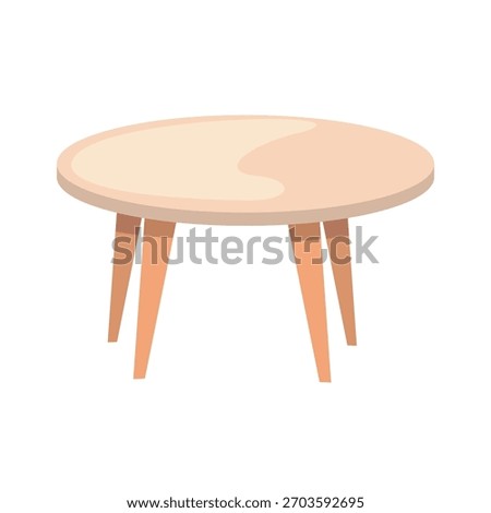 Round wooden table vector illustration, round dining table icon, simple rounded table furniture vector image, isolated on white background
