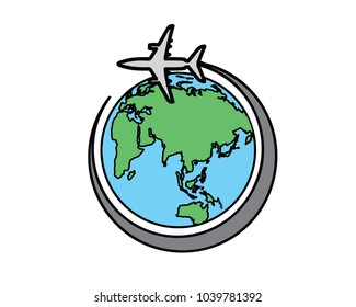 round the world cartoon illustration , cartoon design style , designed for illustration
