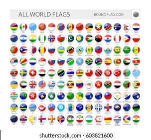 Round World Flags Vector Collection. Part 2.